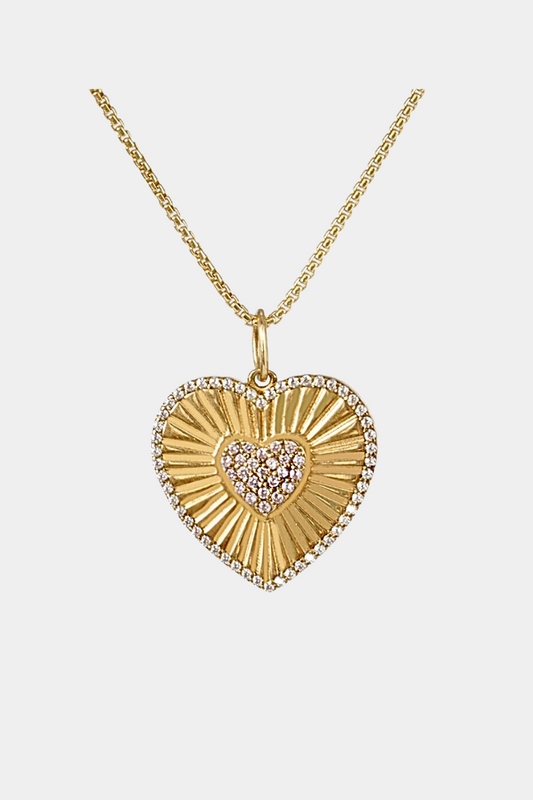 Fluted Pave Heart Pendant