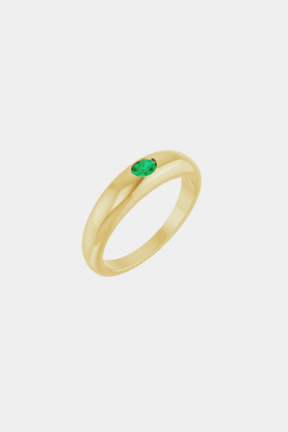 Emerald Oval Petite Dome Ring