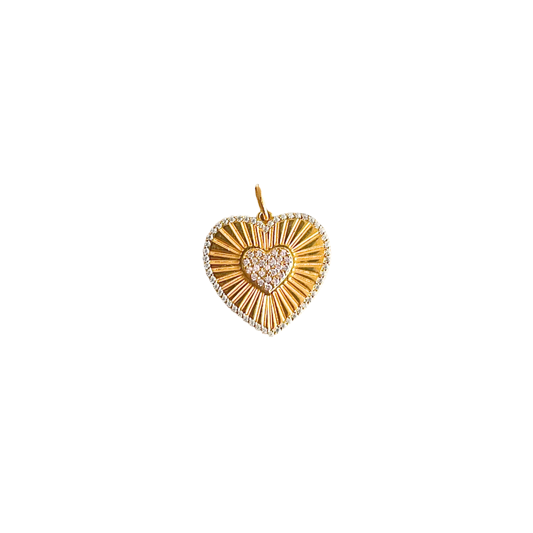 Fluted Pave Heart Pendant