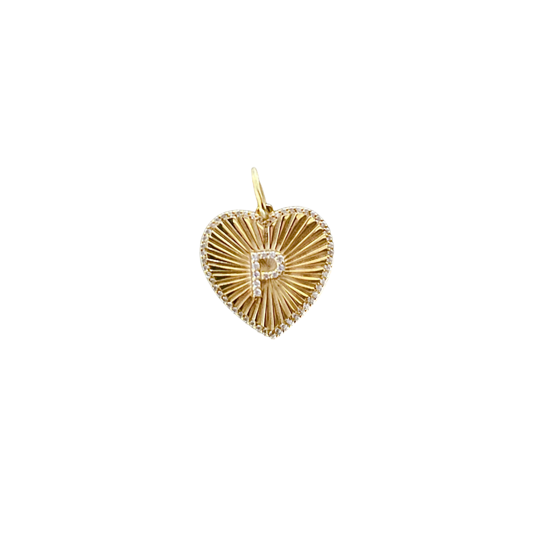 Fluted Heart Initial Pendant