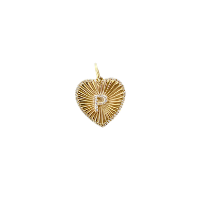 Fluted Heart Initial Pendant