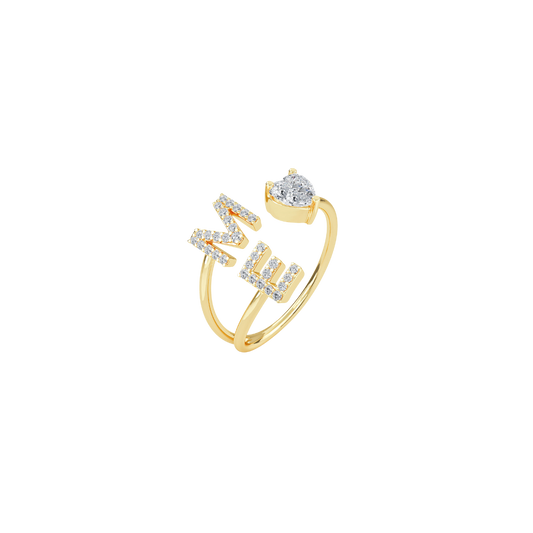 Two Initial Stone Ring