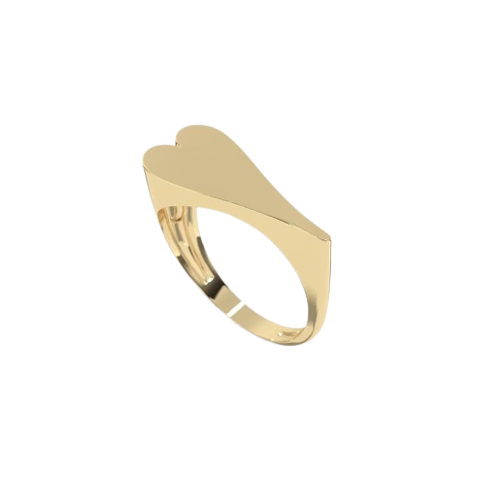 14k Gold Plain Heart Signet Ring