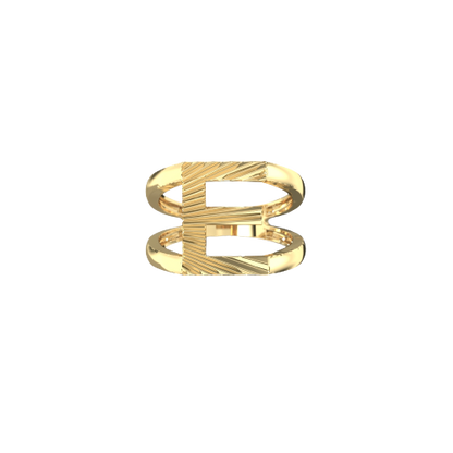14K Gold E Fluted Initial Split Shank Ring