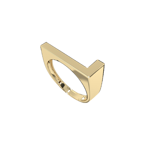 14K Gold Plain L Initial Signet Ring