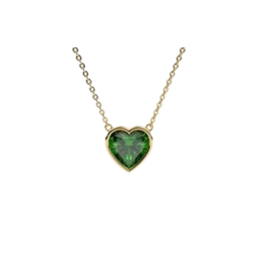 14K Gold Emerald Heart Necklace