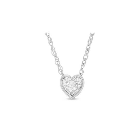 14K White Gold Topaz Heart Necklace
