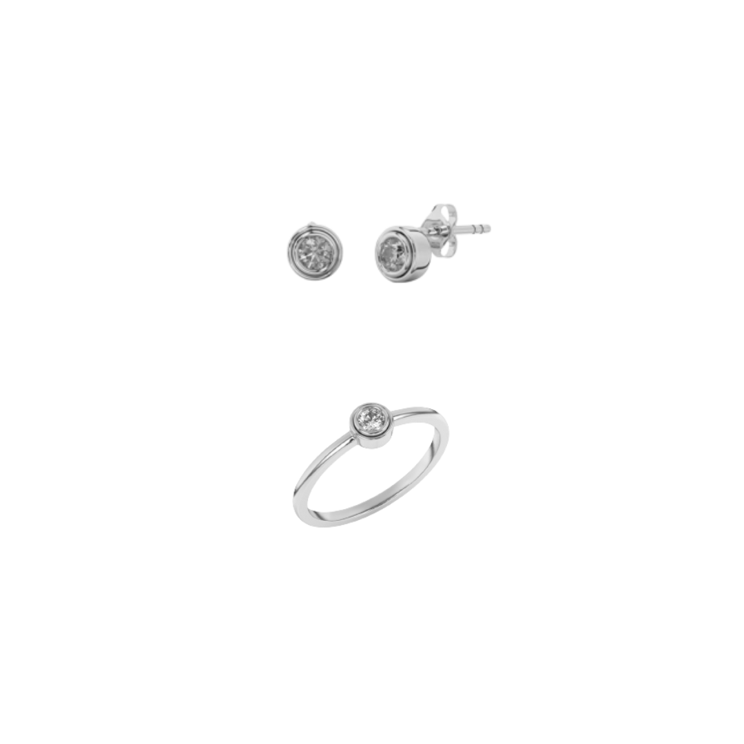 Solitaire Ring and Earring Gift Set