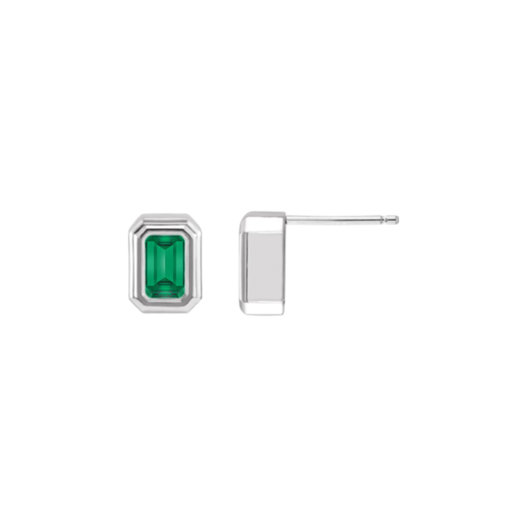 Emerald Bezel Earrings