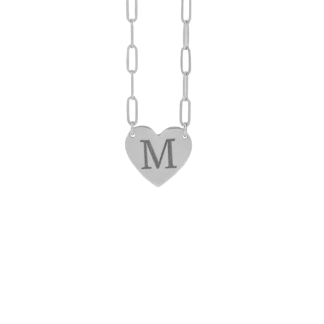 Paperclip Engraved Heart Necklace