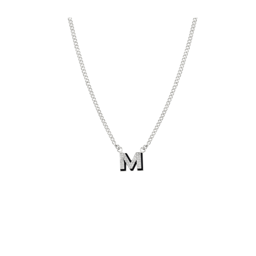 Diamond Initial With Enamel Tone Necklace